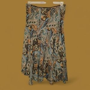 Elegant Paisley A-Line Skirt - Multicolor
